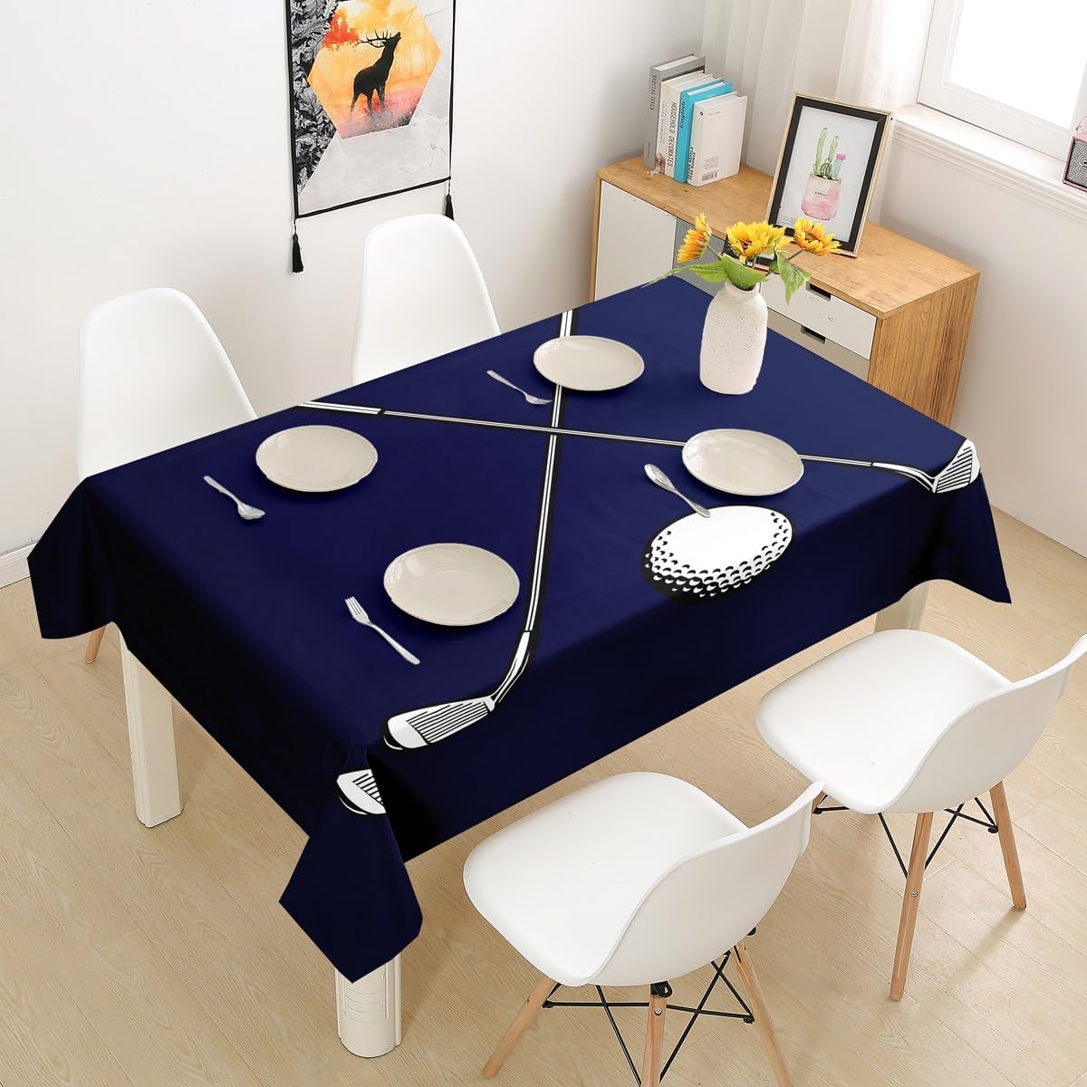 Homewish Baseball Table Cloth,Baseball Player Tablecloths for Kids Boys Teens Adult Room Decor,Ball Sports Gaming Table Accessories Men Modern Dark Blue Table Cover,55"x55" image 5