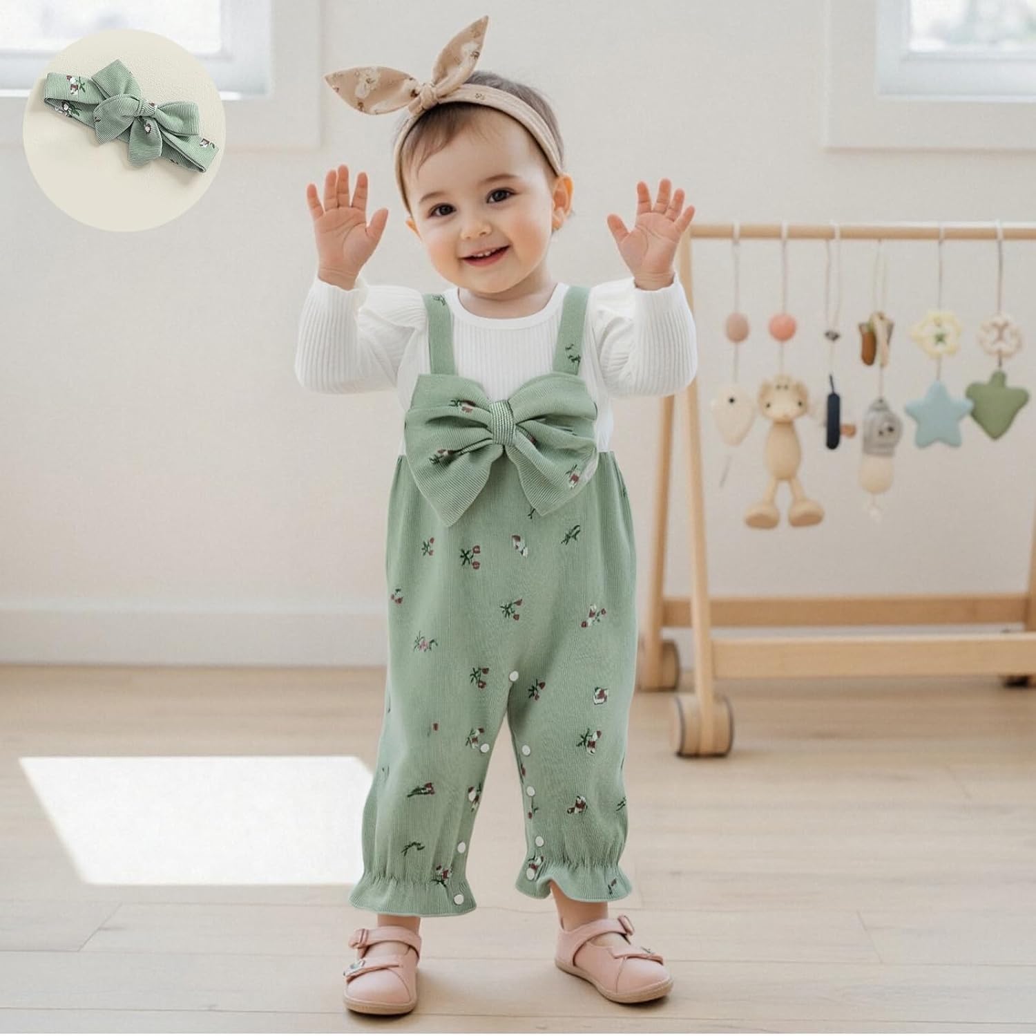 Infant Baby Girl Fall Outfit Romper Cherry Print Fake Two Pieces Patchwork Bow Jumpsuit Newborn Winter Clothes - Image 4
