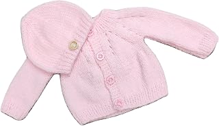 Poet Set - Handknitted premature baby cardigan and hat set. Will fit premature/low birthweight baby approx. 5lb - 7lbs (14 inch) (Pink)