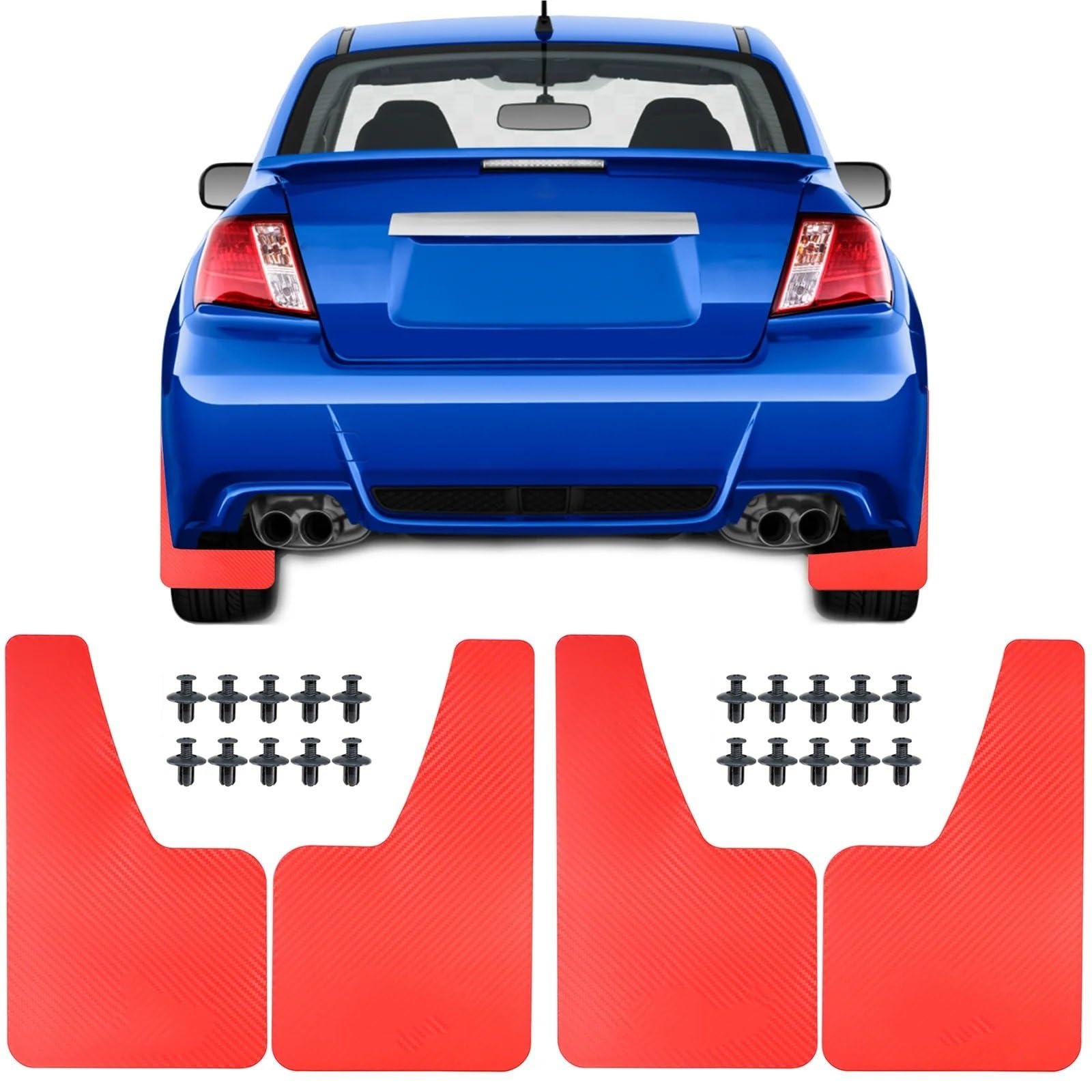 Chlapacze samochodowe Samochód Auto RED Carbon Fiber Effect Splash Guards Mud Flaps Formowane błotniki Fender Cover Front Accessories Van Chlapacze samochodowe(4pcs Red)