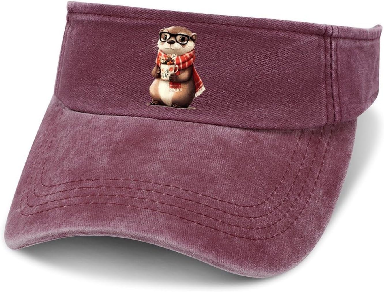 Funny Otter Sport Sun Visor Hats for Women Men Empty Top Baseball Cap Adjustable Denim Hat