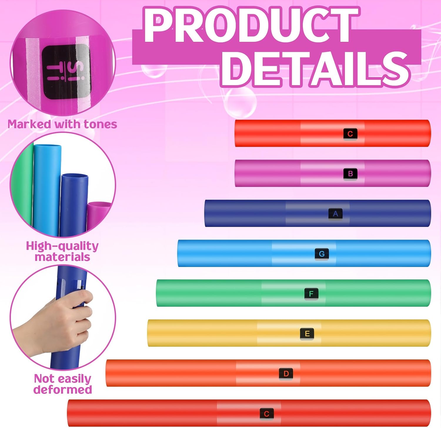 1 Pack Sound Tube Set of 8 Plastic Percussion Instrument Colorful Octave Tube Kit Musical Toy