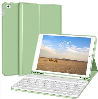 KENKE iPad Keyboard Case for iPad 9.7 inch 2018 (6th Gen) / iPad 2017 (5th Gen) / iPad Air 2/1, Lightweight Smart iPad Cover with Pencil Holder, Magnetically Detachable Wireless Keyboard, Green