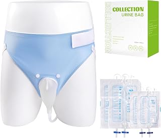 Wearable Urinal for Men,Protable Male Urine Collection Bag,Reusable Silicone Urine Bag,Urinary Drainage Bag System,Elderly Urinal with Urine Bags(2000 ML*2+1000 ML*2) for Bedridden Patients