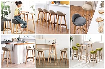 Amazon | [JIMSHUINIO] カウンターチェア 木製 360度回転 足置き