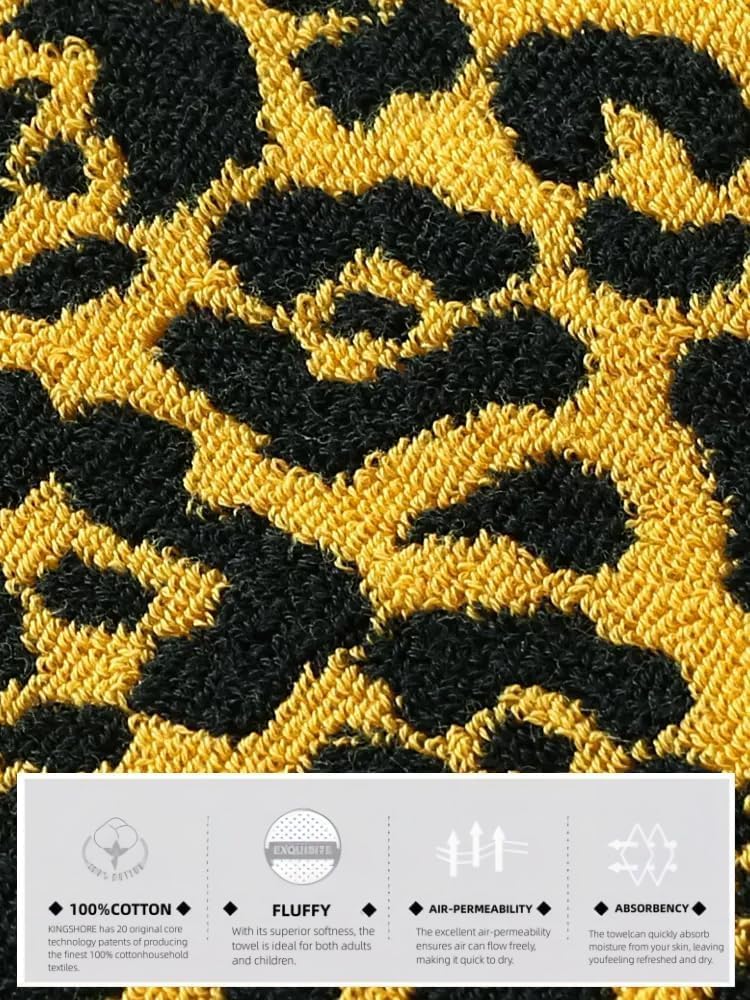 3 Piece Premium Bath Towel Set (Leopard), 1 Bath Towel 1 Hand Towel 1 Washcloth, Quick-Drying, 100% Cotton,Oeko-TEX Certified (Blue) - Image 5