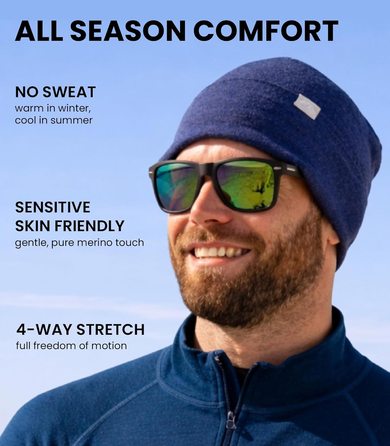Merino Wool Beanie Men and Women – Novelty Cuff Merino Wool Hats for Men and Women - Unisex Adult Beanie Hat and Socks