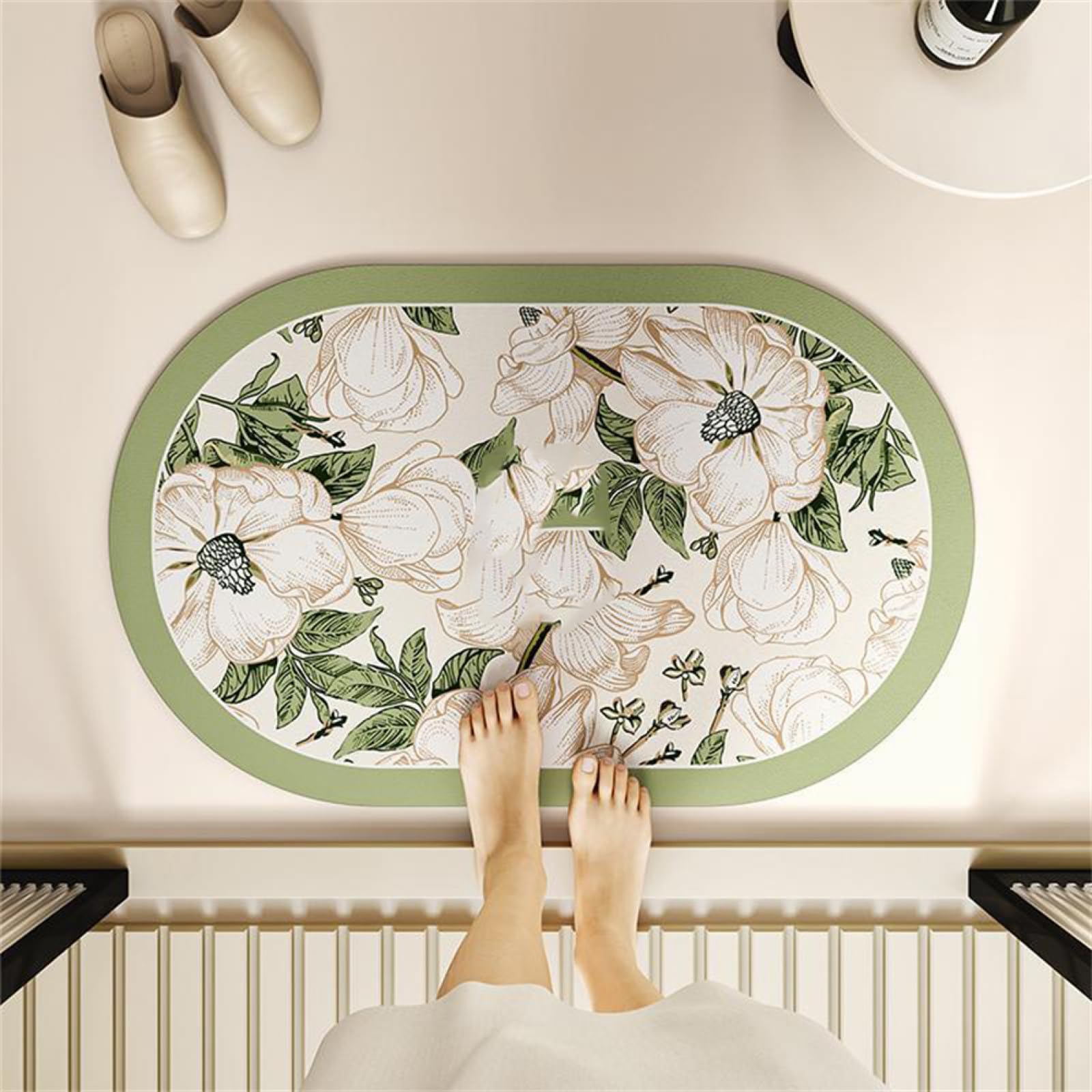 Bath Mat, Bathroom Mat, Bath Mat Non Slip, Stone Bath Mat Quick Dry, Shower Mat, Washable Rug, Non Slip Bath Mats Inside Bath Bathroom, Floor Mat, Bathroom Shower Mats, Bath Stone Mat, Flower-70x120cm