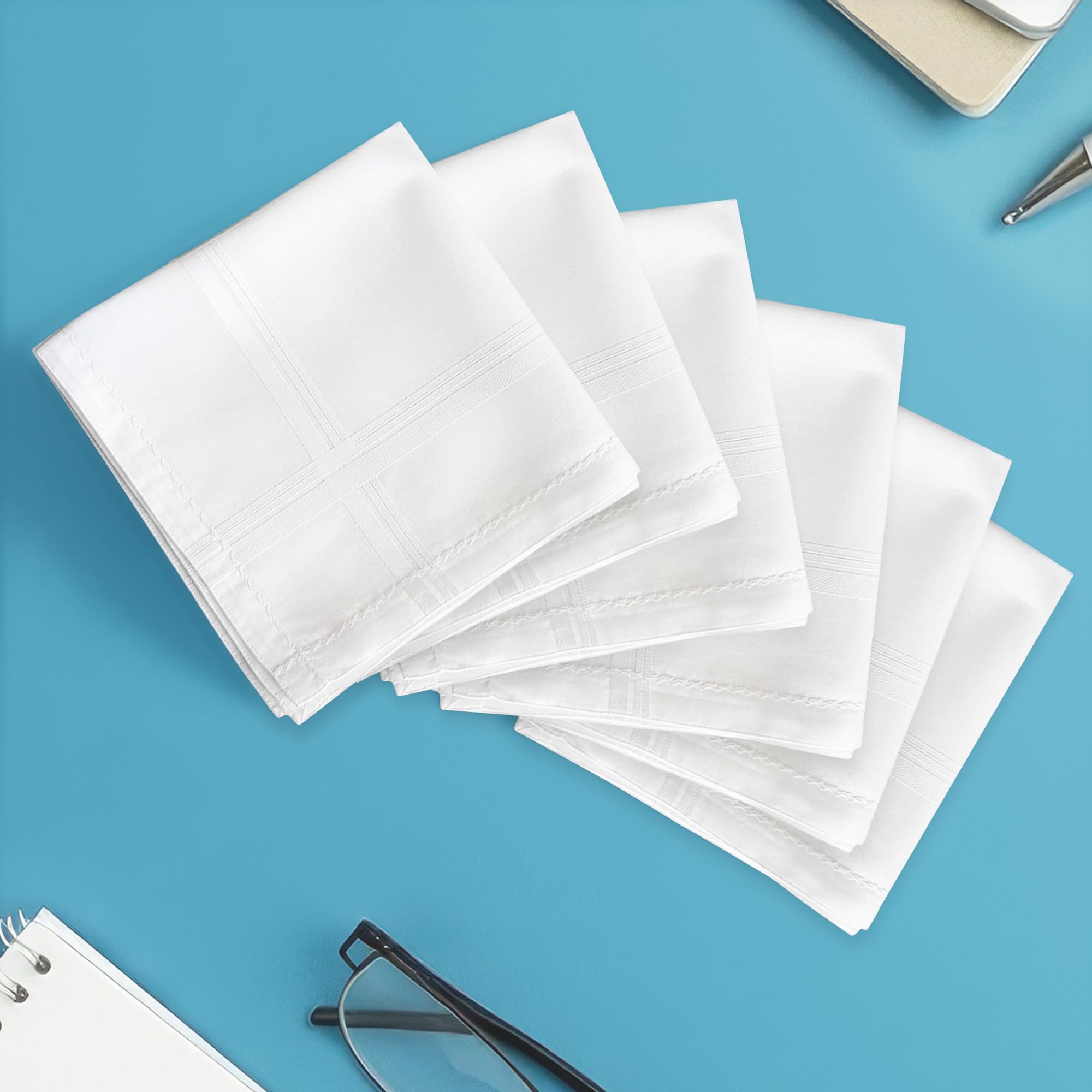 Kuber Industries (Set of 12) Handkerchief | Premium Cotton Men's Handkerchief | Hanky Set for Men | Hand Rumal for Boys | Plain | White