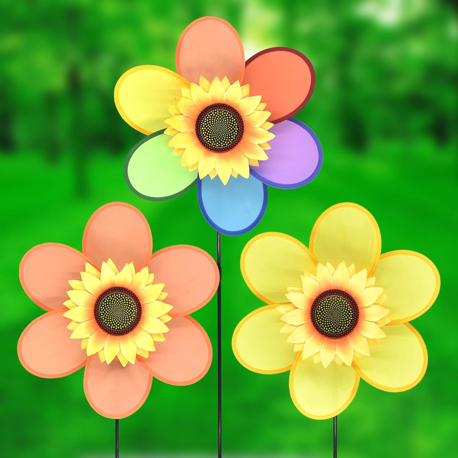 Sunflower Garden Pinwheels Windmill Wind Spinner Kids Toys for Yard Decor Bird Deterrent Decorative Garden Stakes Outdoor Whimsical Baby Gifts