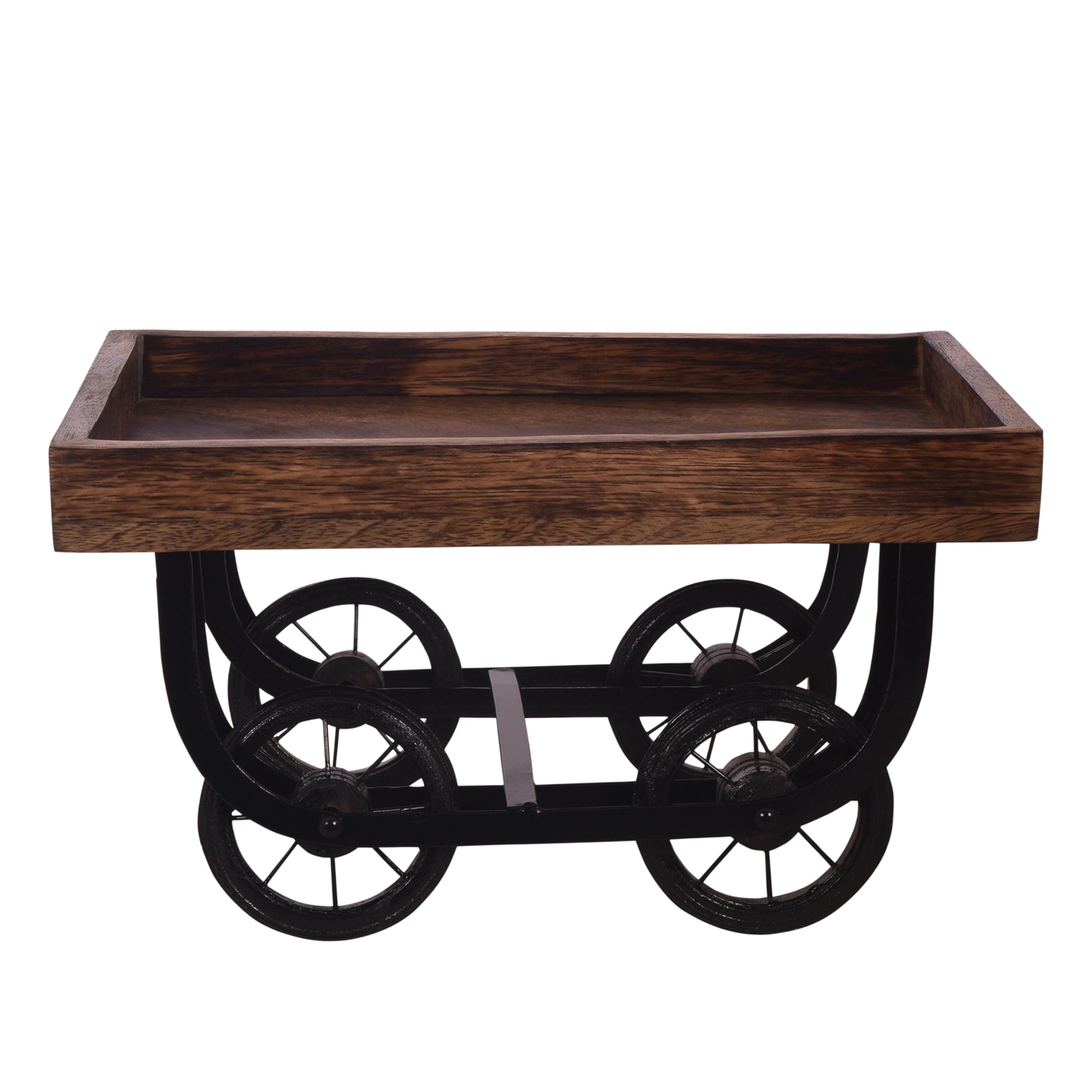 Divit Shilp Natural Wooden Tray, Serving Bowl for Salad, Veggies and Fruits, Large Deep Tray for Family, Party. (Tray with Wheels)