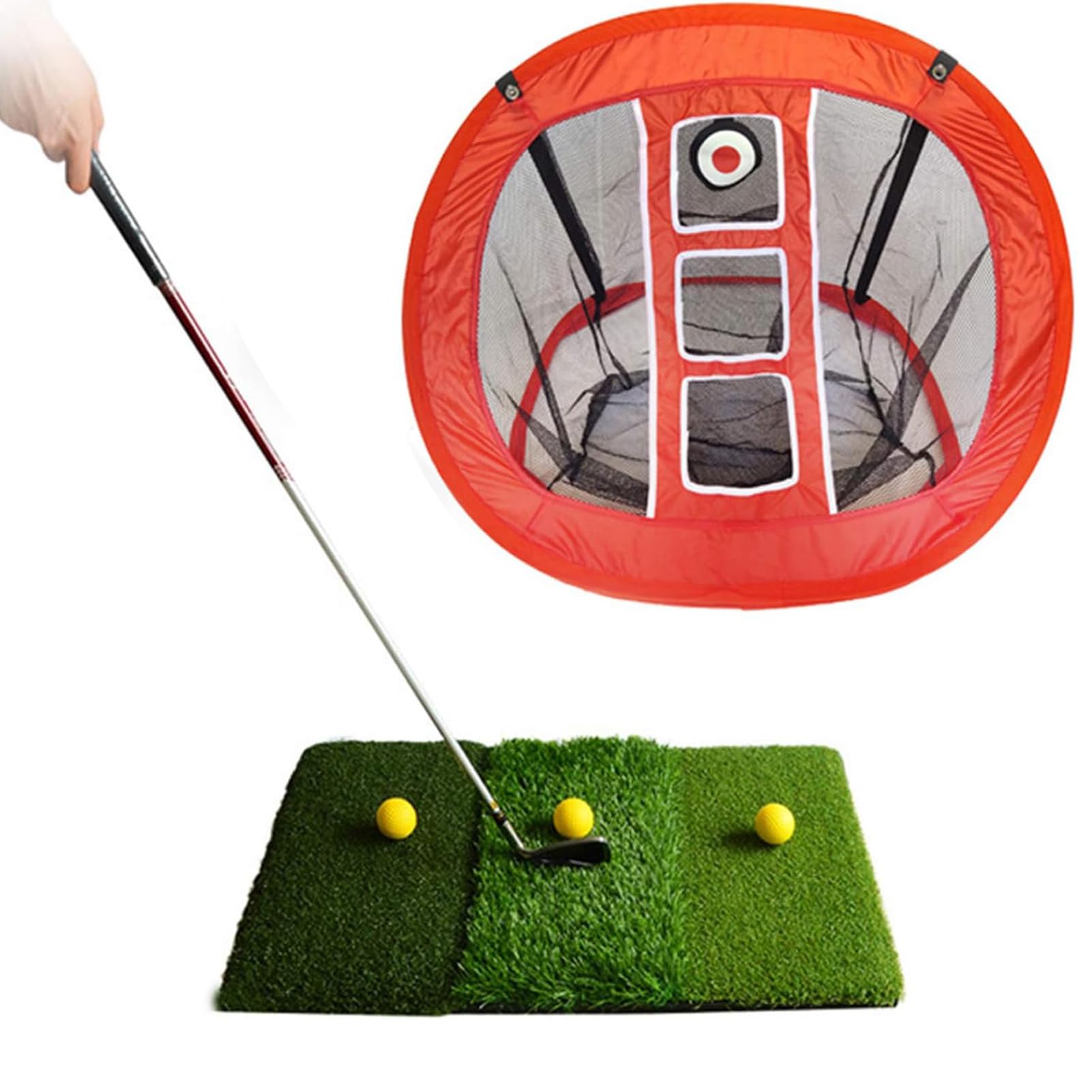 Filet de golf pliable haute résistance avec tapis et balles pour un swing précis