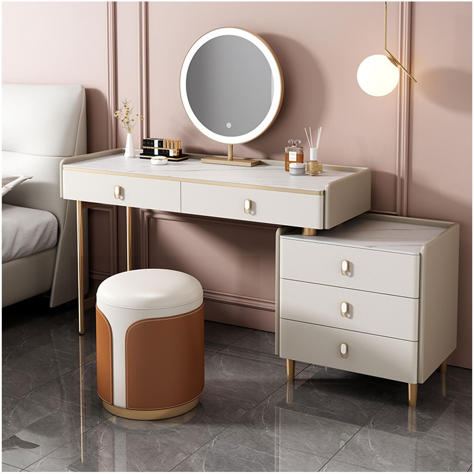 LEDライト付きメイクアップテーブル Amazon｜ミラーライト付き ドレッサーテーブル 引き出しと