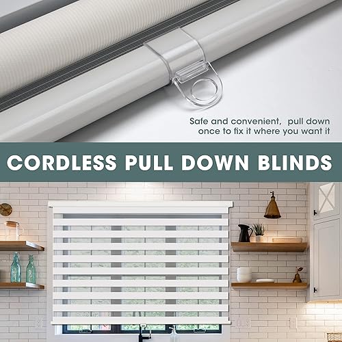 Miniatura 8 de ZOKSUN Persianas sin cordones de cebra para ventanas, 20 pulgadas de ancho x 72 pulgadas de alto, cortinas enrollables traslúcidas o con control de