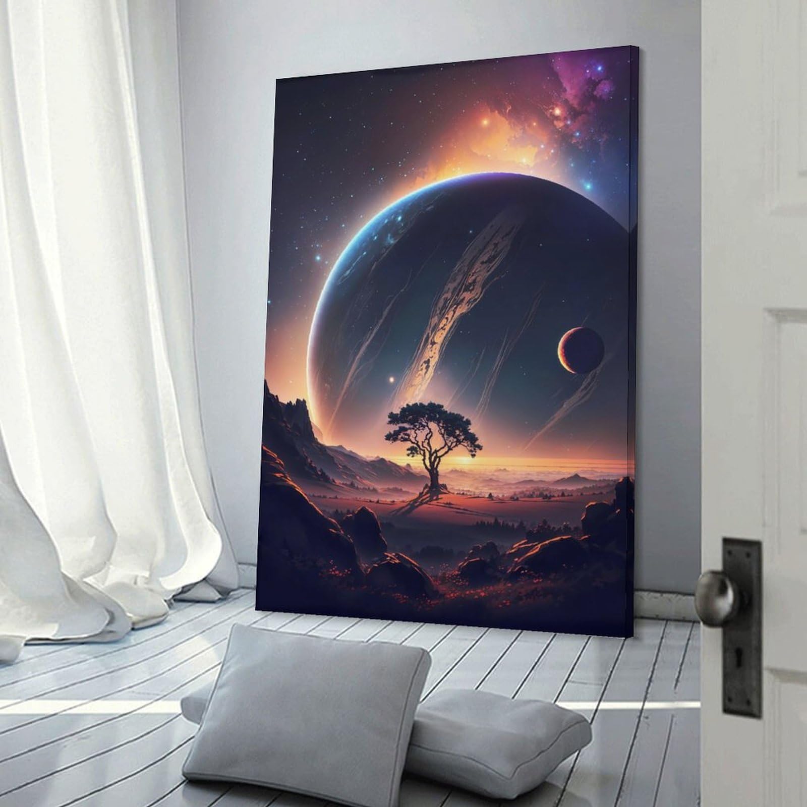 Junmoney Alien Planet Landscape Home Decor Wall Art 12x18inch(30x45cm), for Hallway, Bedroom Or Modern Interiors, Canvas Artwork with Gifting Potential