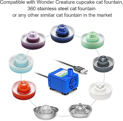 Miniatura 2 de Bomba de fuente para gatos para fuente de magdalenas y fuente de acero inoxidable 360, bomba de fuente de repuesto para gatos, motor de fuente de