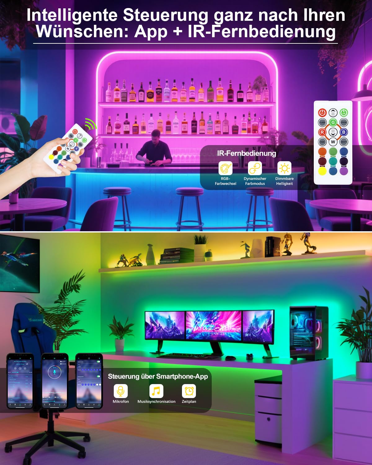 ALITOVE 10m RGB COB LED Streifen Aussenbereich 230V Band App+Fernbedienung | Heller 420LEDs/M, IP67 Wasserdicht, Musik-Synchronisation, ideal für Garten, Terrasse und Partydeko, Nicht Selbstklebend