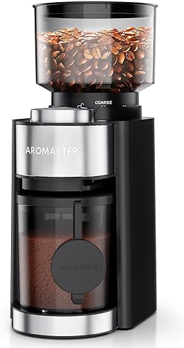 Aromaster Molinillo de café de rebabas, temporizador ajustable de 2 a 12 tazas, color negro
