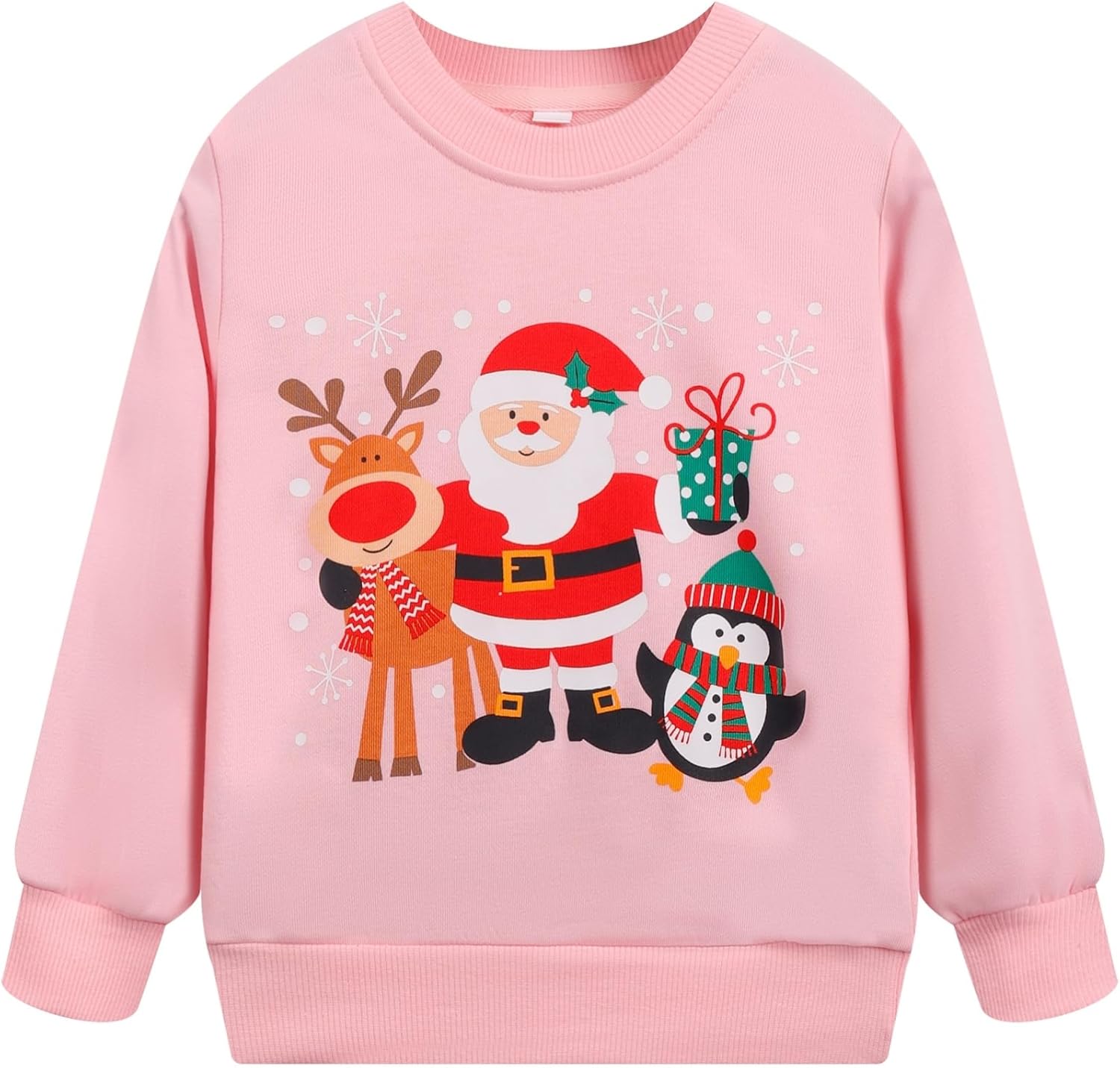 Toddler Girl Christmas Sweatshirt Crewneck Santa Claus Pullover Kids Reindeer Sweater Baby Girls Xmas Shirts Winter Clothes 6T