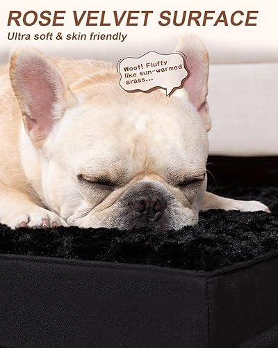 Vista 29 de Cama para perros impermeable para perros medianos, terciopelo rosa, suave, esponjosa, lavable, con funda extraíble y parte inferior antideslizante