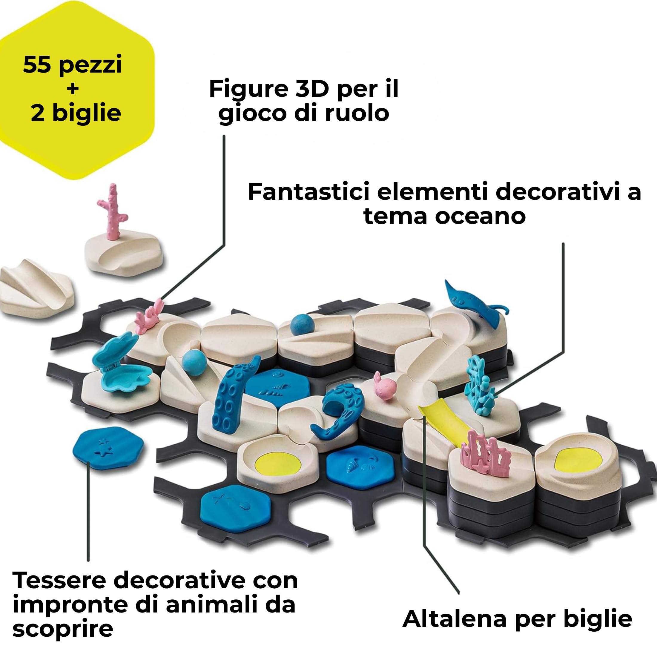 Ravensburger - GraviTrax Junior Ocean Starter-Set, Pista biglie 58 pezzi, Rompicapo bambini, Giochi bambini 3 anni e più, Gioco Interattivo ed Educativo STEM, Compatibile con tutti i GraviTrax