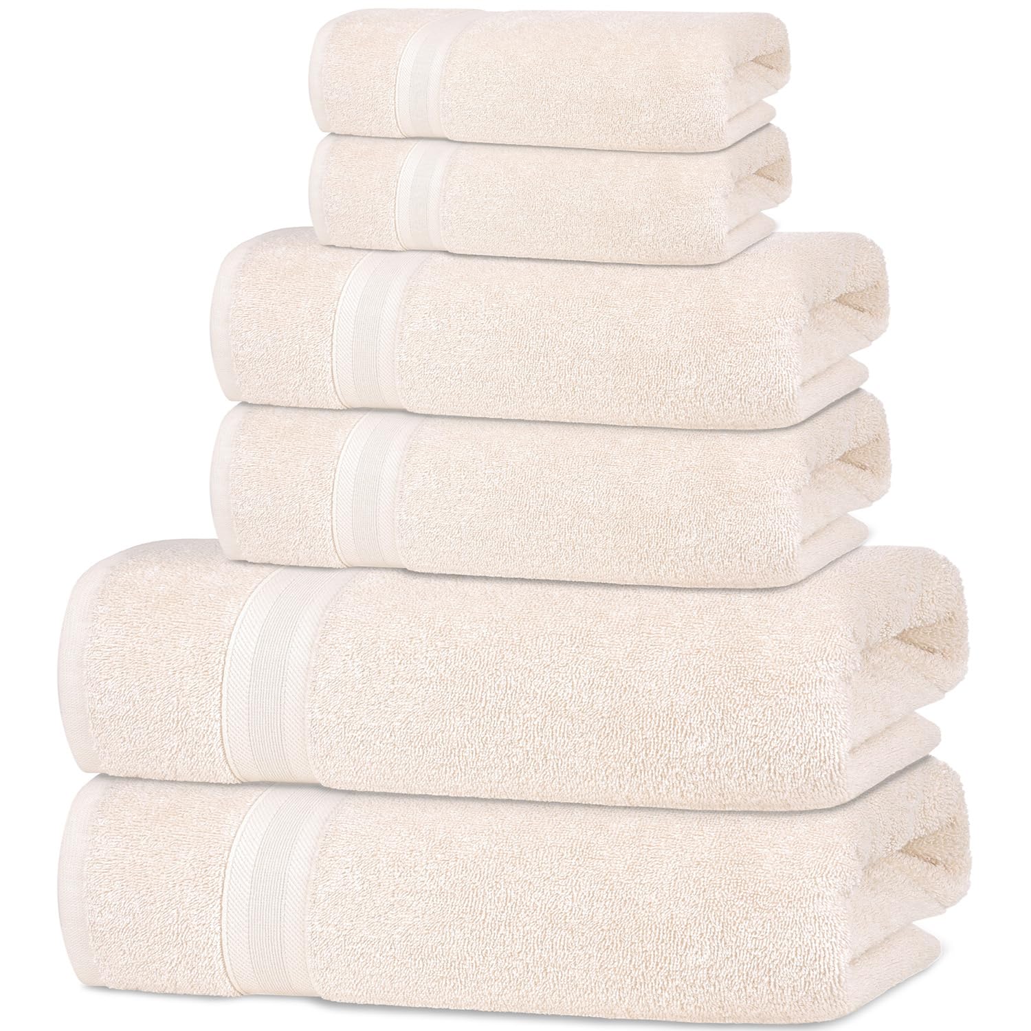 All Design Badetücher, Creme, schnelltrocknend, weich, sehr saugfähig, 100 % Baumwolle, Badetücher für Badezimmer, Pool, Fitnessstudio, Camping, Reisen, Schlafsaal (Elfenbeinspitze)