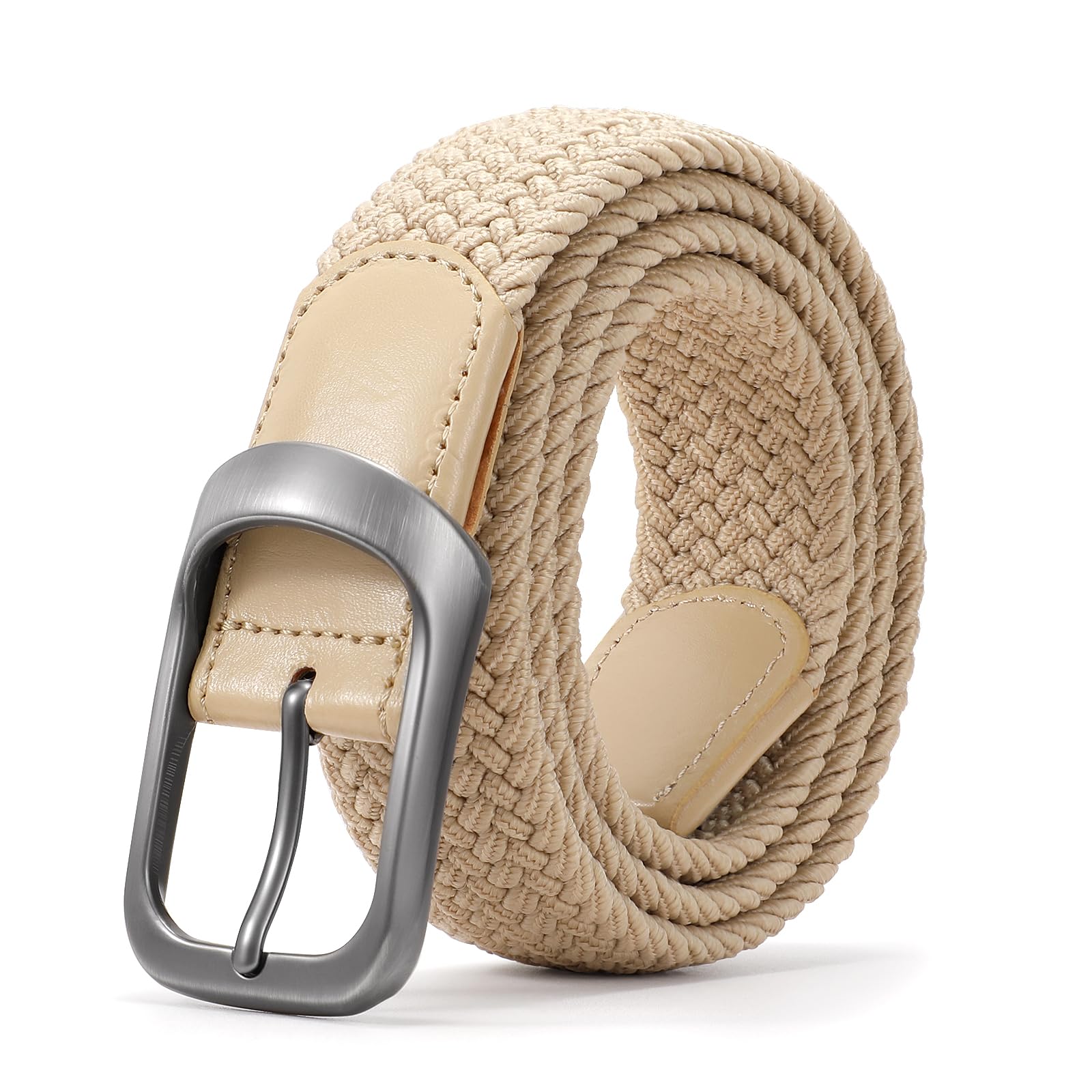 JASGOOD Elastic Braided Woven Stretch Belt for Men 1 3/8 Casual Belt Golf Belt for Jeans Pants