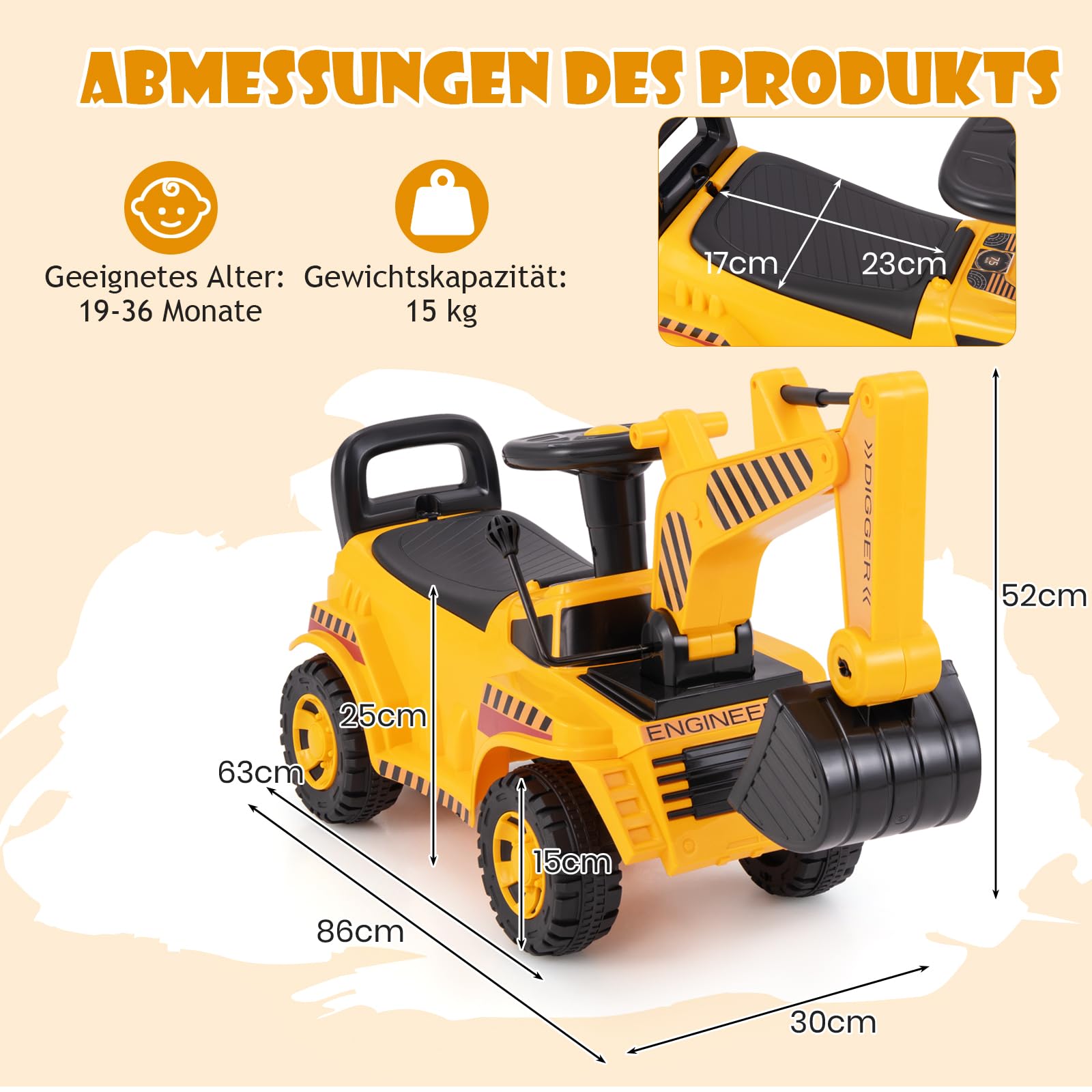 GOPLUS Zitgraafmachine voor kinderen, 360° draaibare graafmachine