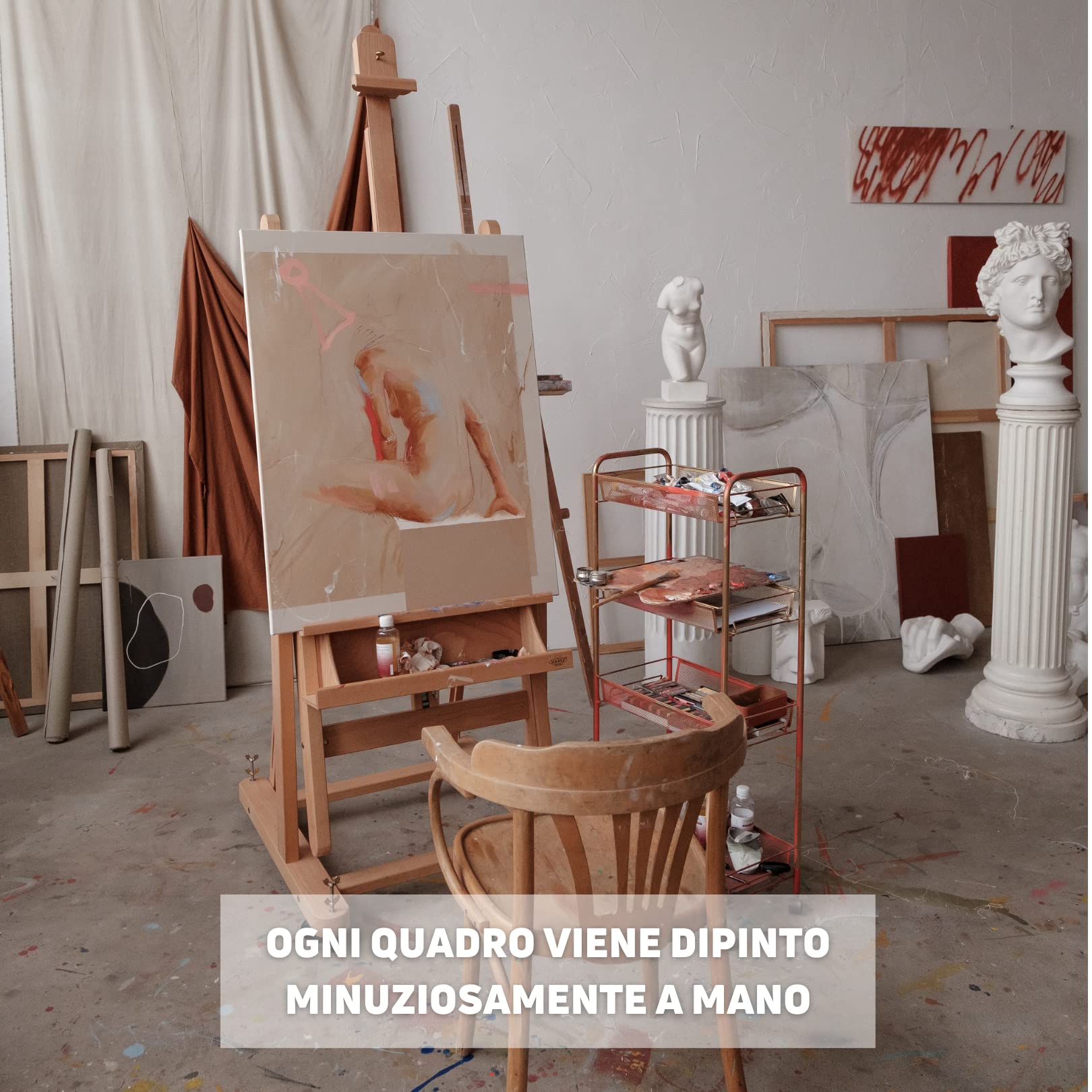 DIAMOND HOME Dipinto a Mano Acrilico su Tela Struttura in legno | Quadro Materico Rettangolare con Dettagli in Rilievo | Set da 2 Dipinti (65 x 100 CM) Made in Italy SET TESTE DI MORO SUPREME