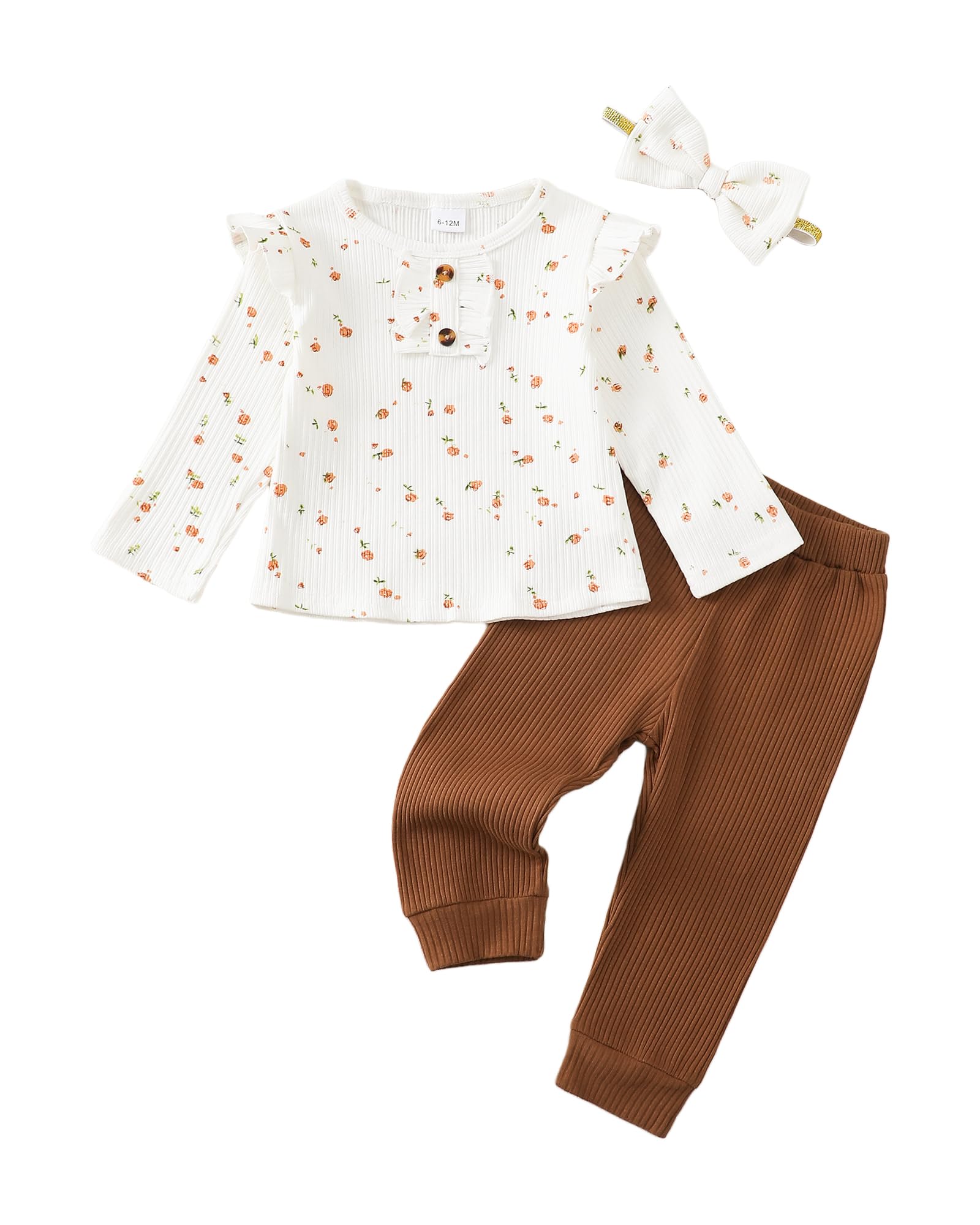 Mioglrie Baby Toddler Girl Clothes Infant Fall Winter Outfits Cute Floral Top Pant Set 3 6 9 12 18 24 Months 2T 3T