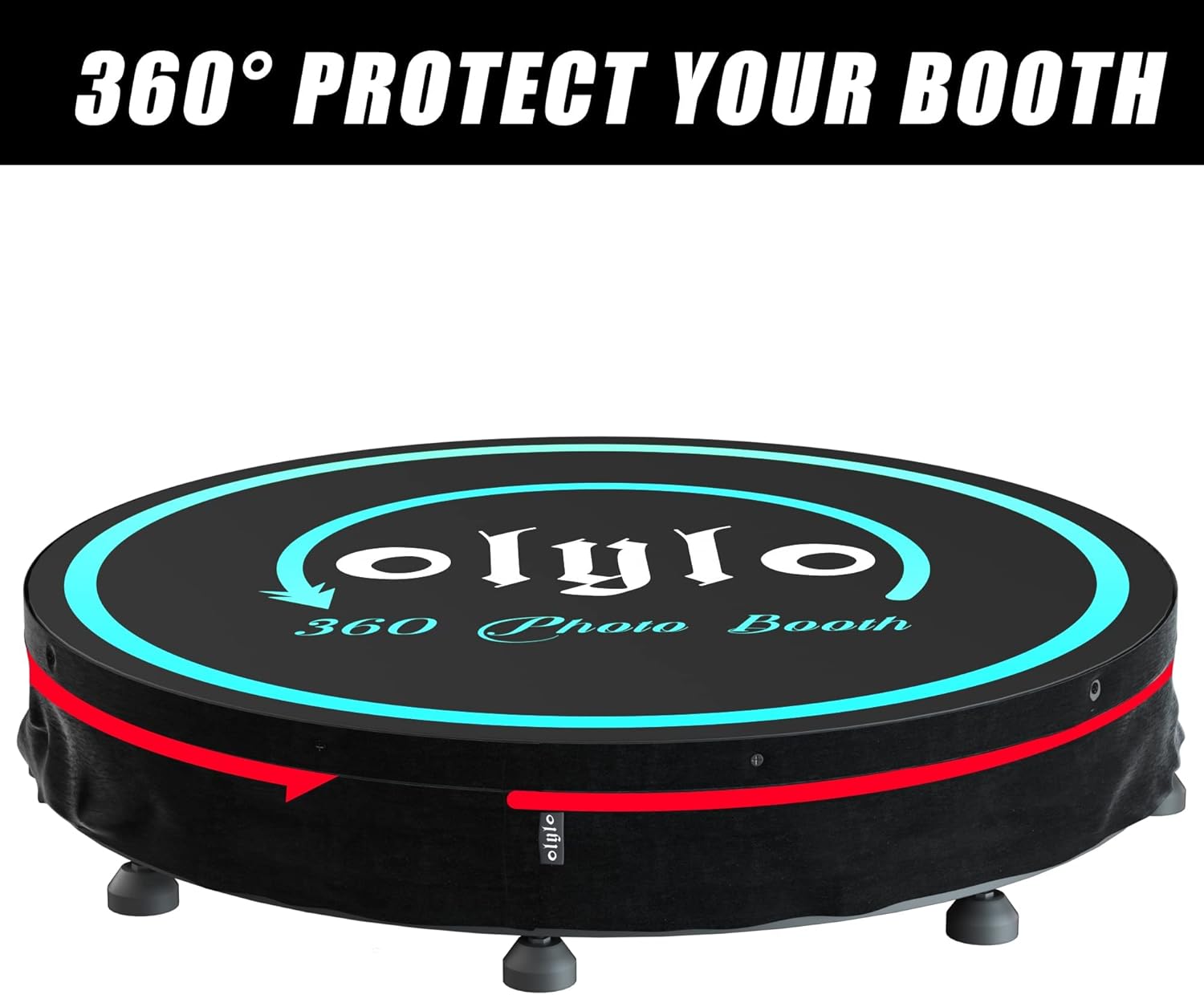 OLYLO 360 Photo Booth Skirt with Hook Loop and Screw Hole for 360 Photo Booth Accessories, Black Plus Skirt for 360 Photo Booth Machine for Parties, Cover for 360 Photo Booth Machine (for 68cm/26.8")