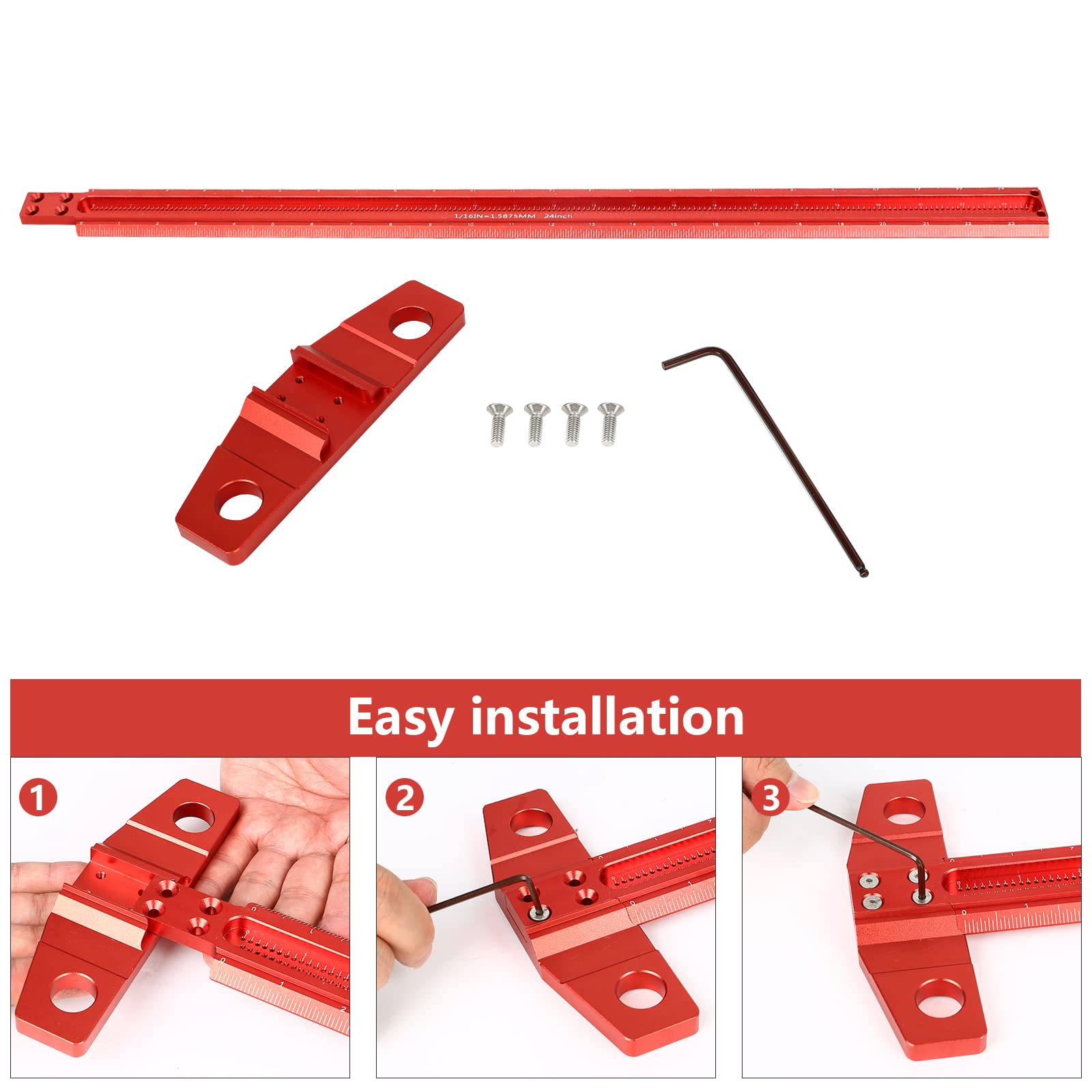 24 Inch Woodworking Scriber T-Square Ruler, 90 Degree Line Gauge Scriber, Architect Ruler for Carpenter, Woodworking, Marking, Positioning, Measuring and Layout (24IN)