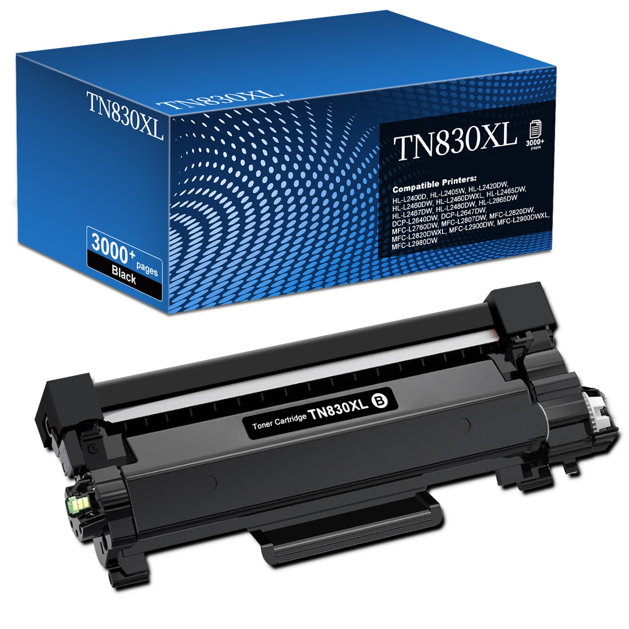 TN830XL TN830 Compatible Toner Cartridge Replacement for Brother TN830XL TN830 Toner Cartridges High Yield for HL-L2460DW DCP-L2640DW MFC-L2820DW