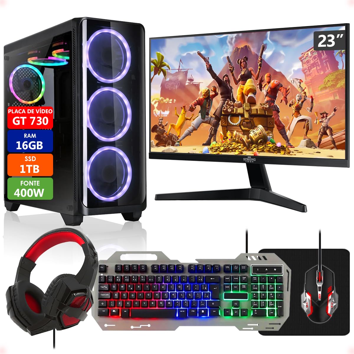 PC Gamer Completo Intel Core i5 16GB SSD 1TB Placa de Vídeo GT 730