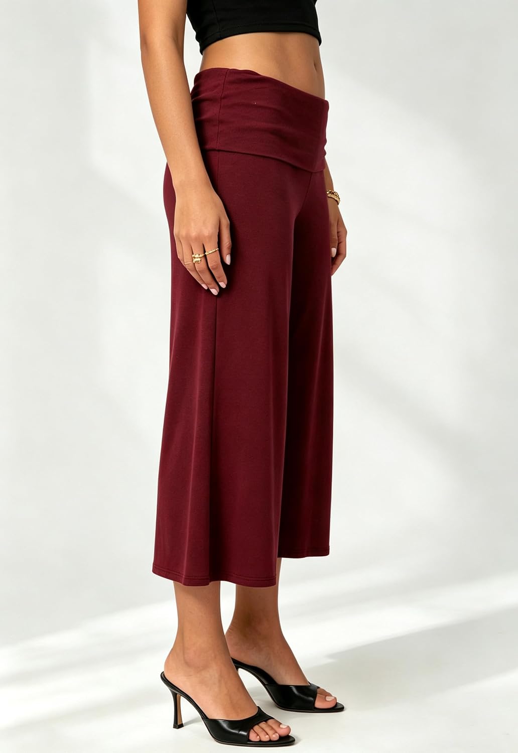 Yiulangde Gaucho Pants for Women Wide Leg Capri Pants Flowy Yoga Sweatpants image 5