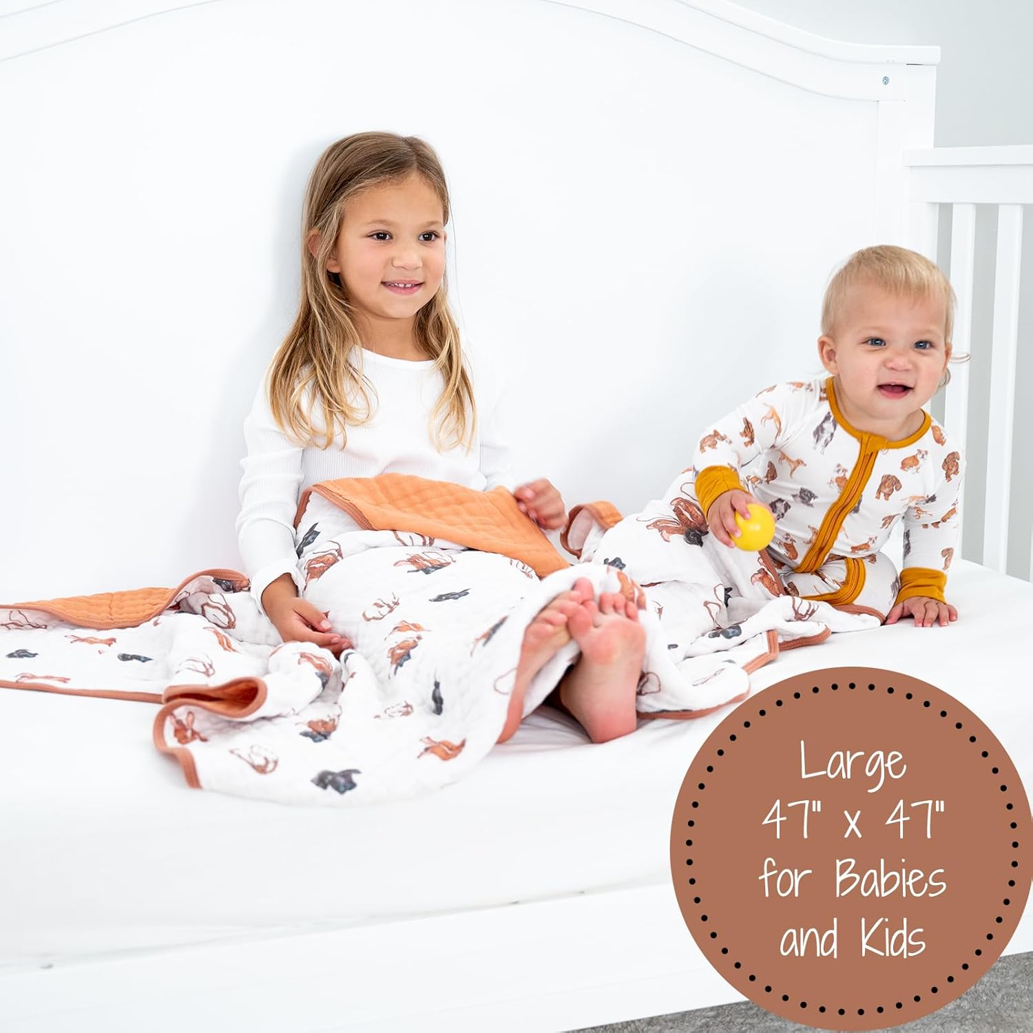 LollyBanks Muslin Baby Blanket 100% Organic Cotton, Muslin Quilt Lightweight, Toddler Blanket for Boys, 6 Layers Baby Blankets 47"x 47", Nursery Receiving Blankets Baby Essentials (Cowboy Print) - Image 3