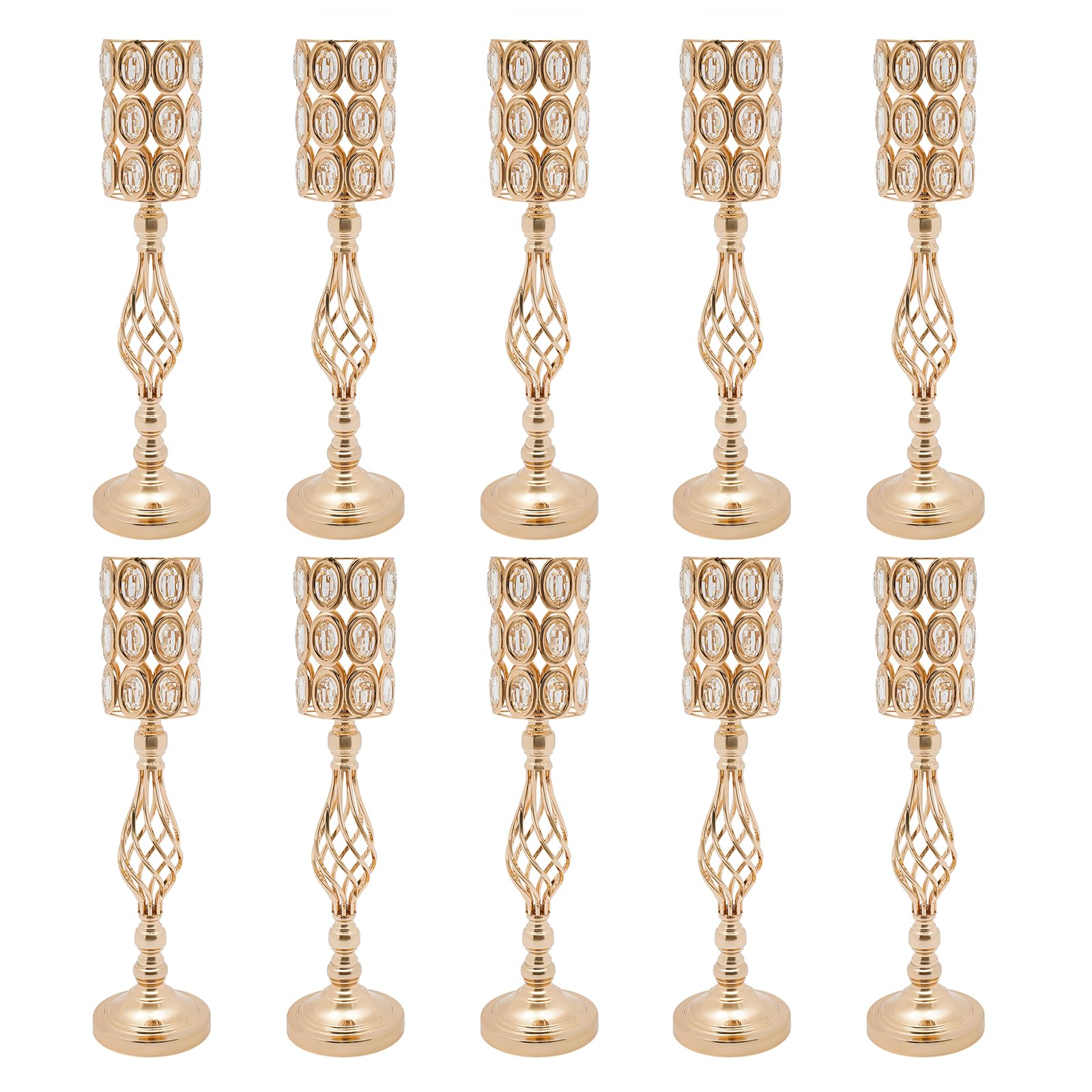 LIYUANJUN 10PCS Gold Flower Vases Table Decorations, 24Inch Wedding Flower Vases Stand Set, Metal Trumpet Tall Vase for Event Restaurant Hotel Party