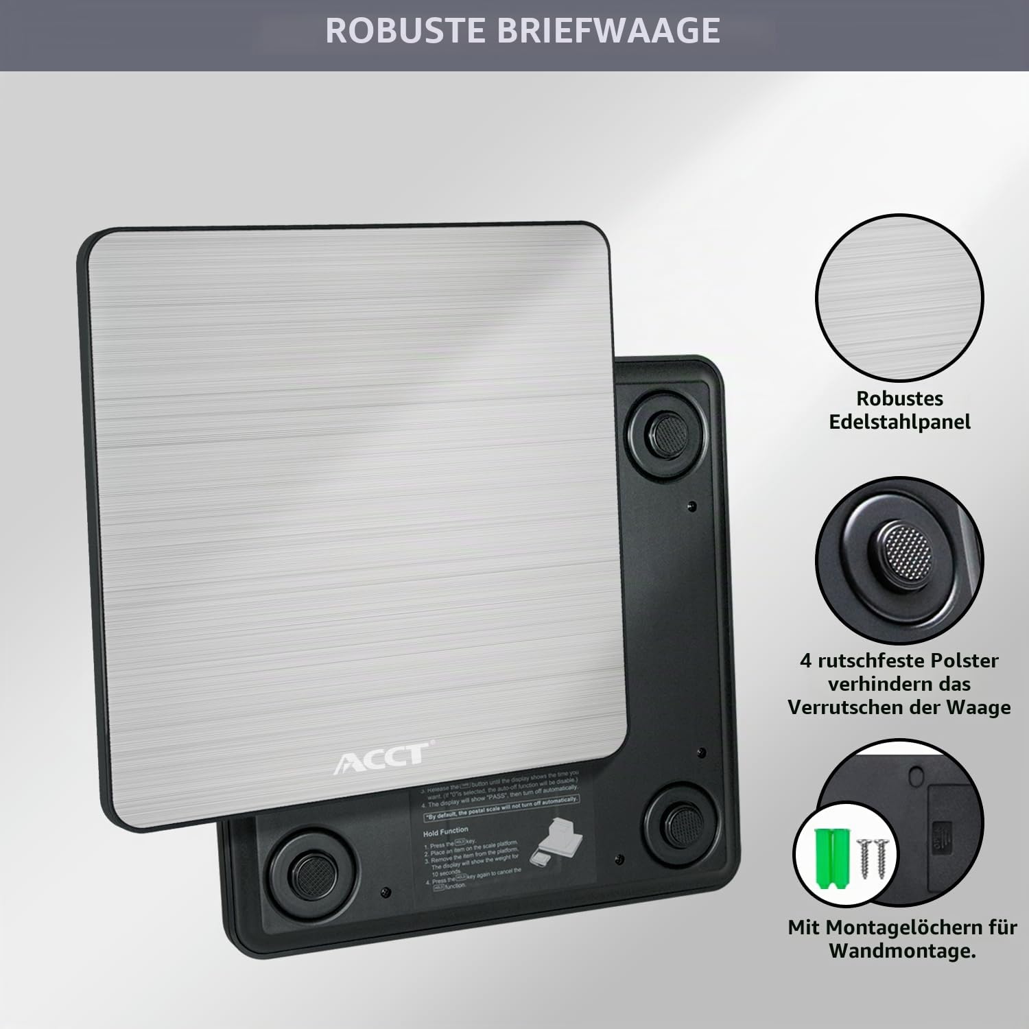 Paketwaage, 400 lb/1 oz, digitale Briefwaage mit Halte-/Auto-Off-/Tara-Funktion, digitalwaage für Pakete/Haustiere/Gepäck/Büro, gepäckwaage, Batterien und USB-Kabel im Lieferumfang enthalten