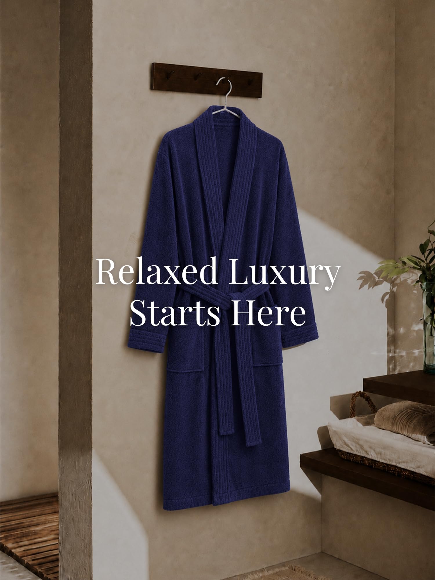 RANGOLI Premium Knee-Length 100% Cotton Men Bathrobe in Full Sleeves & 2 Pockets with 400 GSM Fabric for Ultra Soft & 2X Absorbency (Navy Blue-XL) | Noble Collection 3