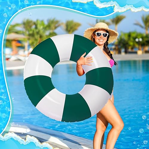 Miniatura 5 de 47.24 Inch Jumbo Inflatable Pool Floats Blue and White Striped Pool Rings Swimming Inflatable Tube for Adult Women Summer Beach Bachelorette Wedding