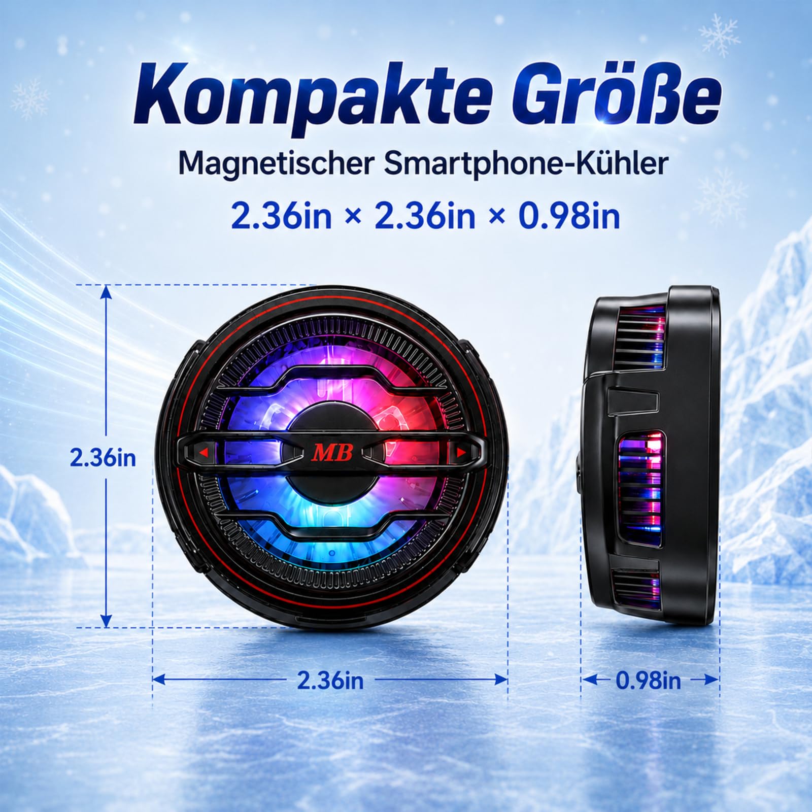 Refrigerador magnético para smartphone para videojuegos, refrigeración | 3 segundos. Enfriamiento rápido, carga y refrigeración al mismo tiempo, funcionamiento silencioso de 25 dB