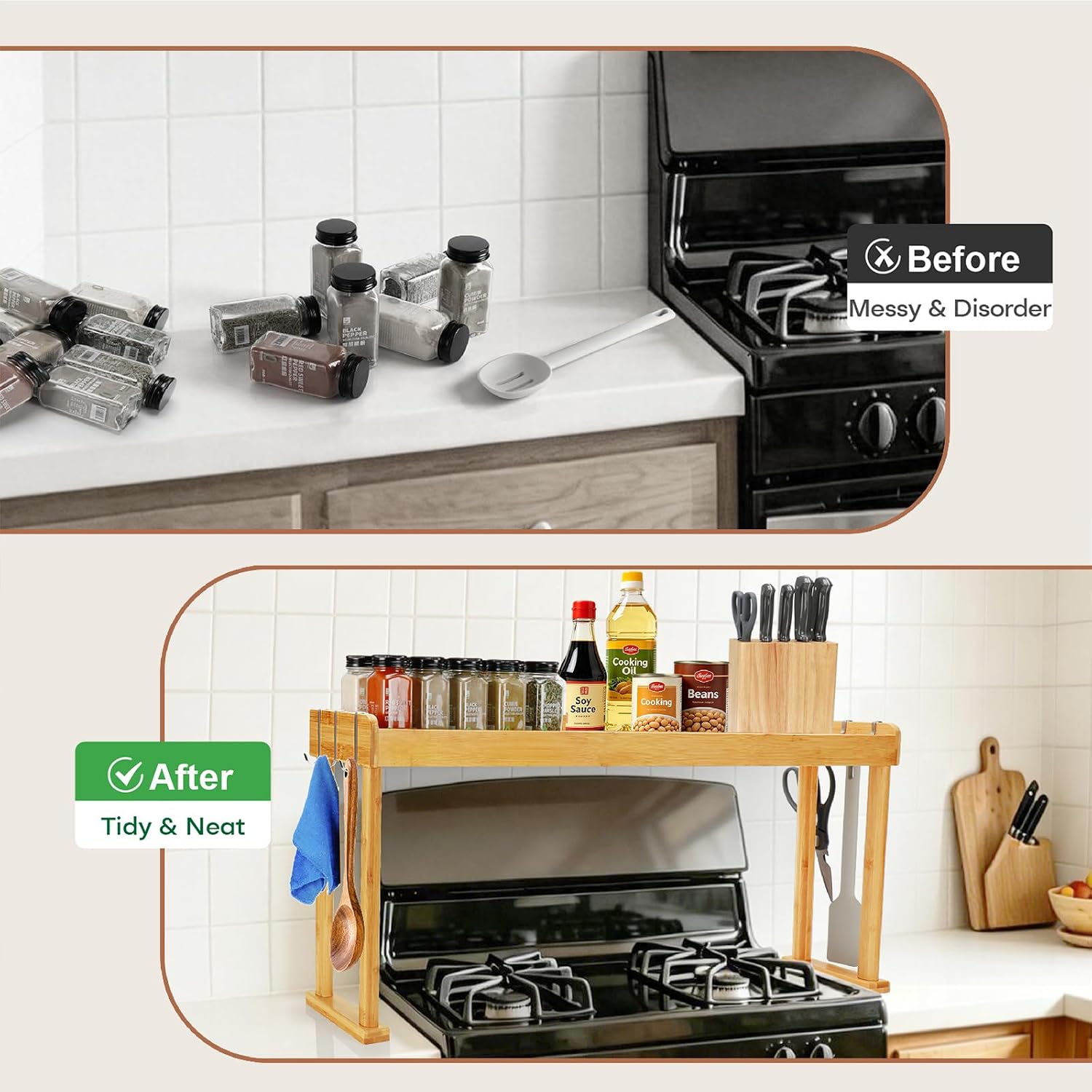 Over the Stove Spice Shelf,32.9" Spice Rack Organizer for Kitchen