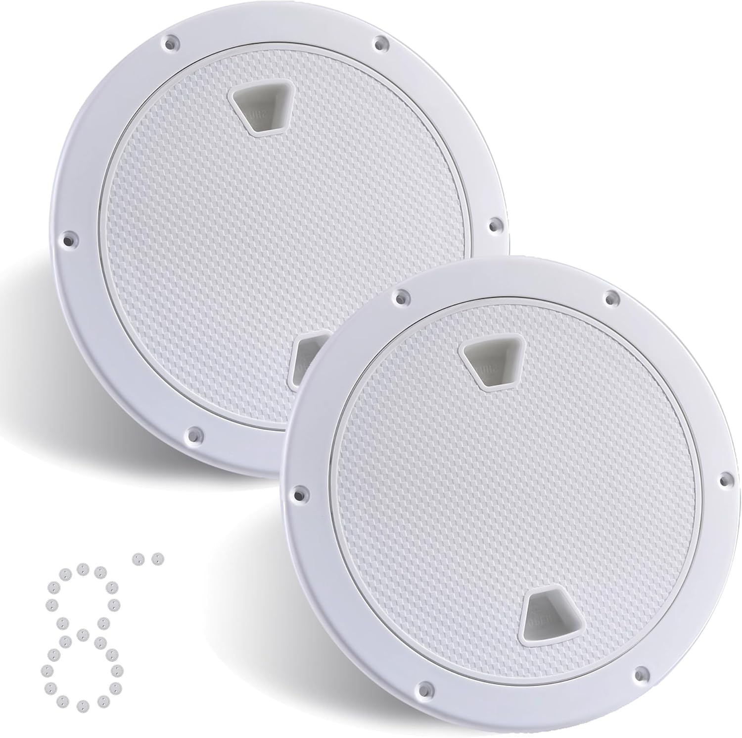 2 Pcs Boat Hatch 4" 6" 8" Round Non-Slip Inspection Hatch,Deck Plates for Boats,Detachable Cover, Suitable for Ships, RV, Outdoor Facilities,ABS Plastic,Attached Screw