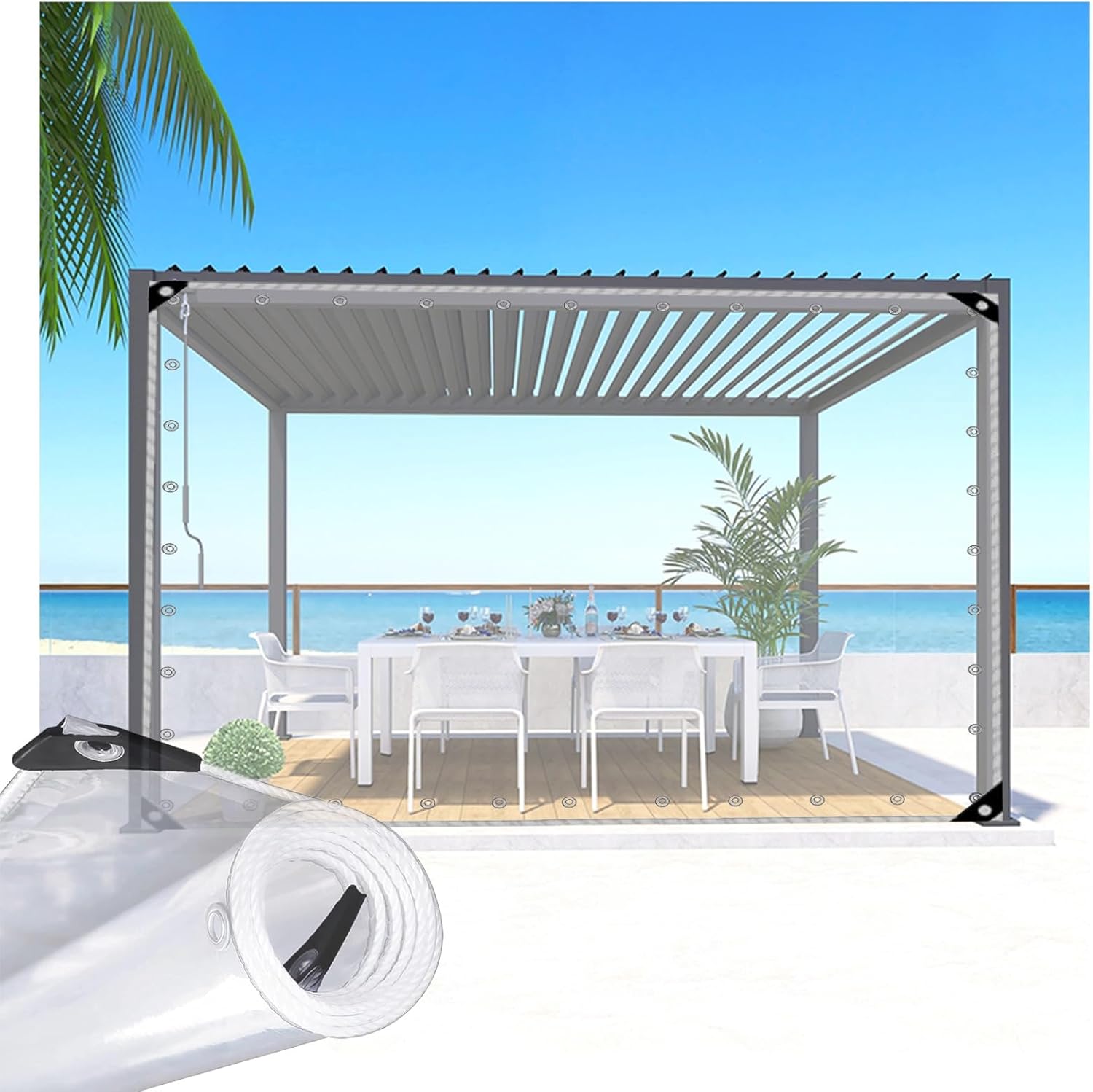 クリアタープ 金属製グロメット 結束ロープ付 防水 防塵 温室 庭 パティオ クリアタープ 金属製グロメット 結束ロープ付 防水 防塵 温室 庭