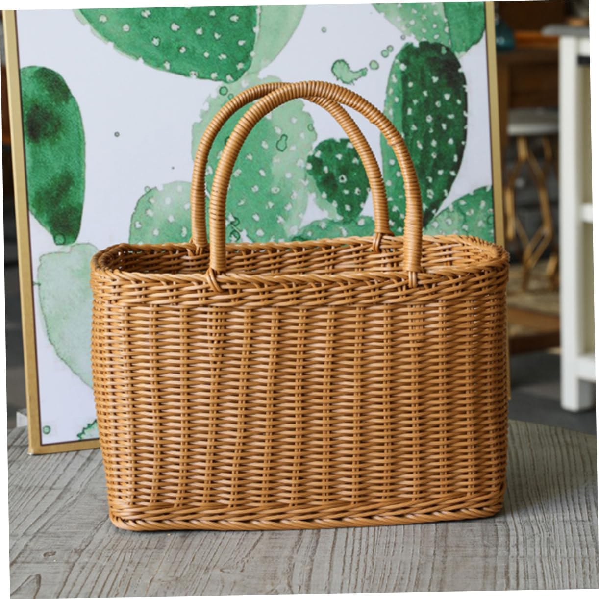 1pc Woven Flower Basket Decorative Storage for Home Picnic and Gardening Elegant Retro Design Material