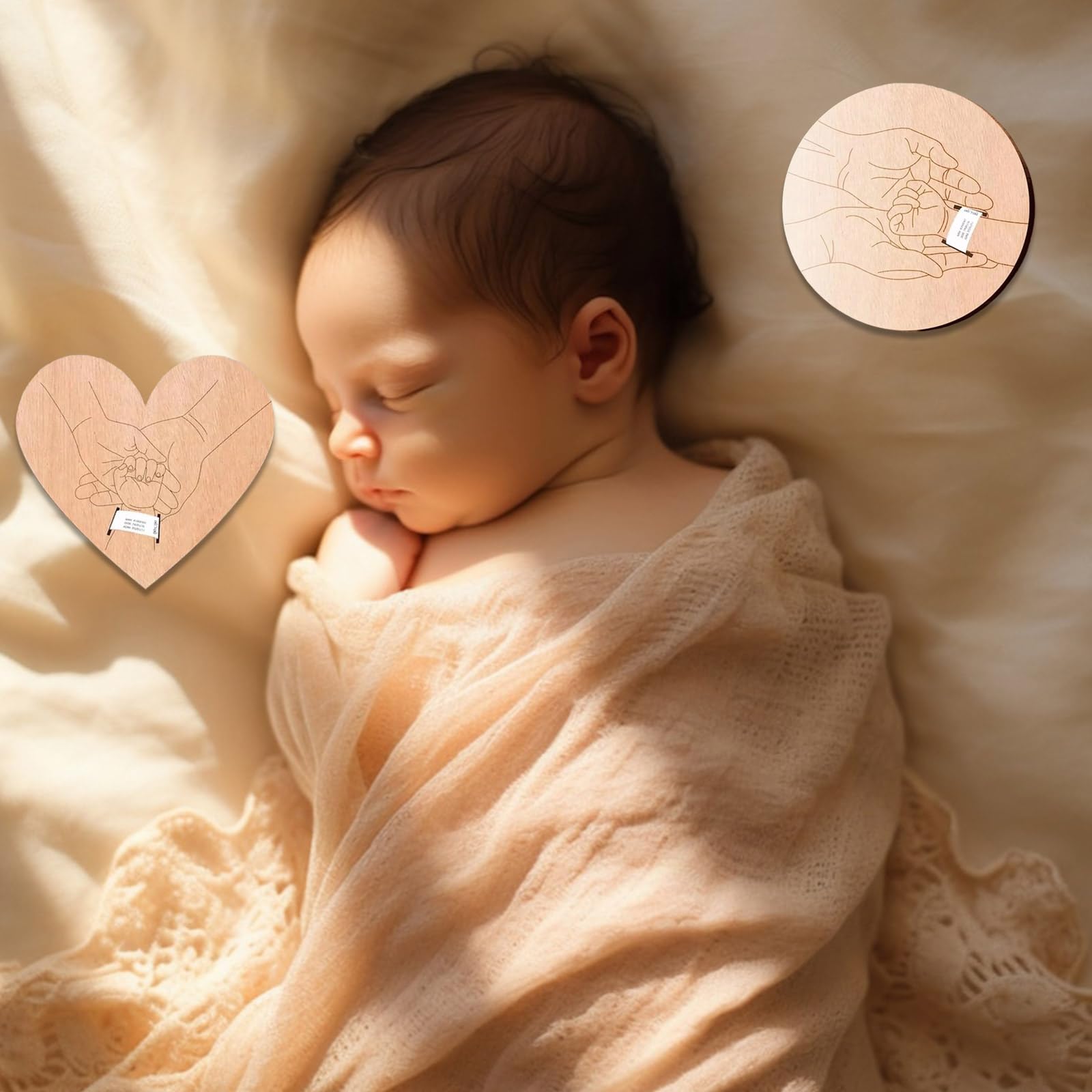 Bracelet en bois pour nouveau-né - Cadeau de fête prénatale - Souvenir et bracelet photo - Montrer la naissance de bébé - Magie en bois