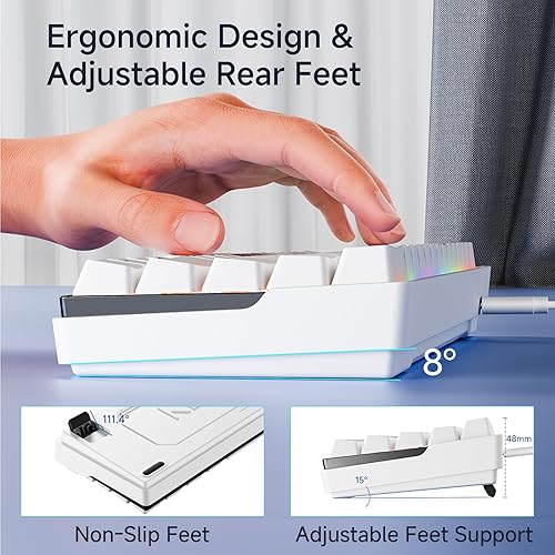 Miniatura 5 de KEMOVE K61SE - Teclado mecánico para juegos, 60 % con cable RGB retroiluminado N-Key Rollover compacto mini teclado de 61 teclas para PC portátil,