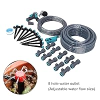 Vista 4 de Sistema de riego por goteo de niebla ajustable, kit de rociadores de 8 agujeros de 32.8 pies para jardín, invernadero con efecto de pulverización
