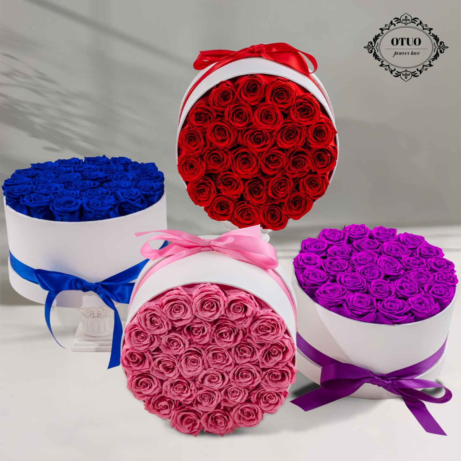 Lot de 27 roses préservées dans une boîte – Fleurs éternelles pour livraison Prime, cadeaux d'anniversaire pour maman, épouse, anniversaire de mariage, cadeau d'anniversaire pour femme, bleu