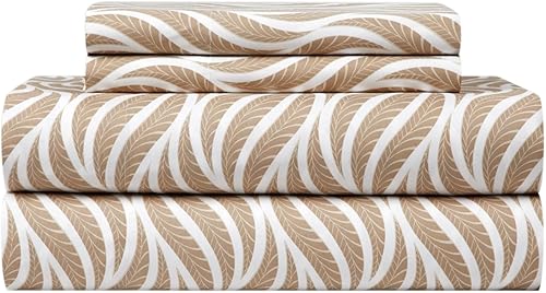 Miniatura 5 de New York & Company Kate - Juego de sábanas de 3 piezas súper suave con diseño geométrico de hojas en dos tonos, incluye 1 encimera, 1 sábana bajera